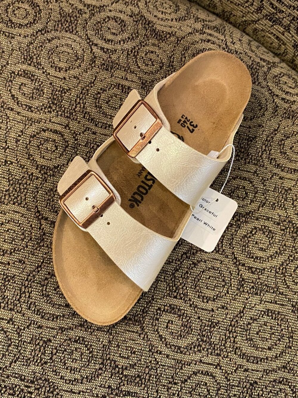 Birkenstock Arizona Metallic Rose Gold Two-Strap Sandals - Picture 2 of 3